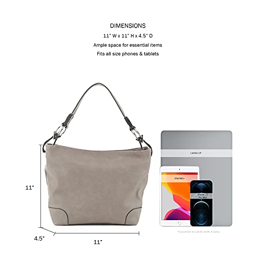 Gray Hobo Handbag with Lock & Key Conceal Carry