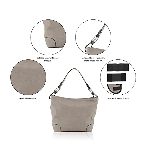 Gray Hobo Handbag with Lock & Key Conceal Carry