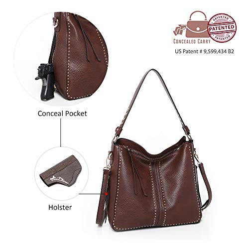 Montana West Large Vegan Leather Concealed Carry Hobo Bag