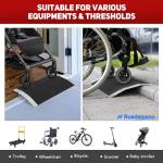 Aluminum Wheelchair Threshold Ramp with Frame, Non-Slip Surface