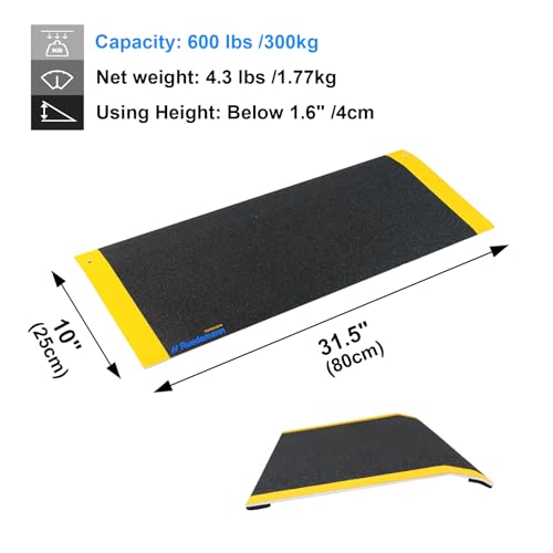 Aluminum Threshold Ramp, Portable, Anti-Slip, Wheelchair Access, 10L x 31.5W Inch