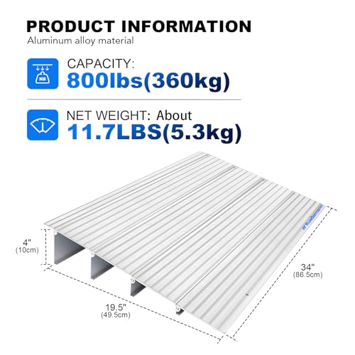 Aluminum Threshold Ramp for Wheelchairs and Scooters
