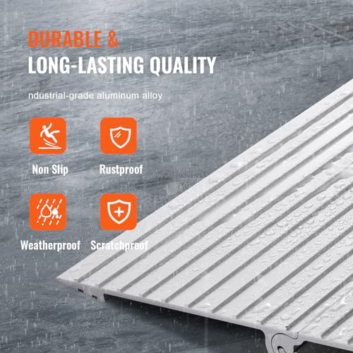 Adjustable aluminum doorway threshold ramp for wheelchairs