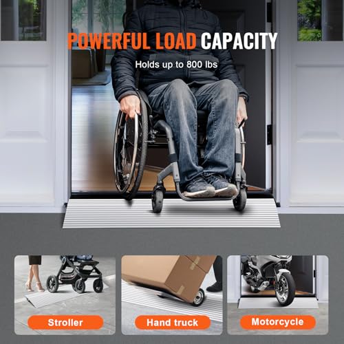 Adjustable aluminum doorway threshold ramp for wheelchairs