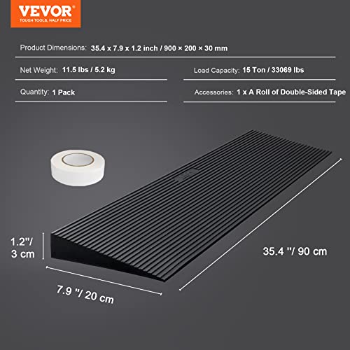 VEVOR Cuttable 1.2" Rise Rubber Threshold Ramp