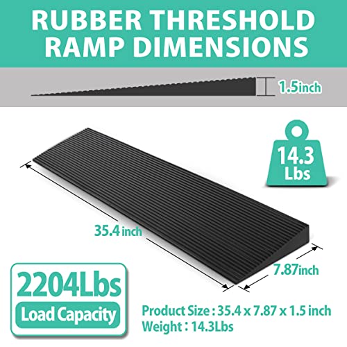 Linkloos Adjustable Rubber Threshold Ramp, Non-Slip Surface