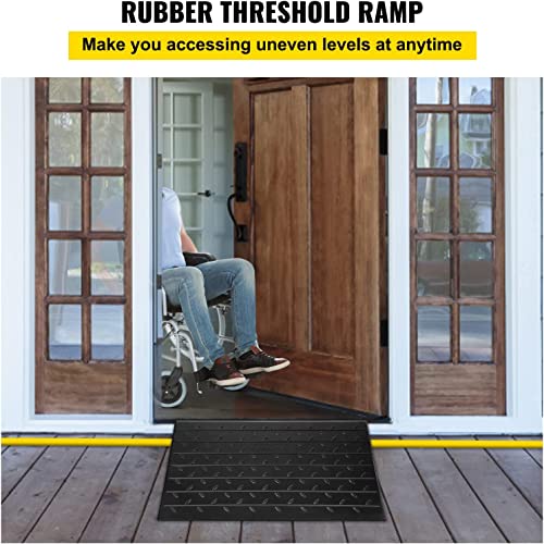 VEVOR 4" Rise Rubber Threshold Ramp, Wheelchair/Scooter, Black