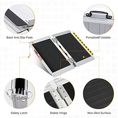 ORFORD Non-Skid 2FT Threshold Ramp for Wheelchairs, Scooters