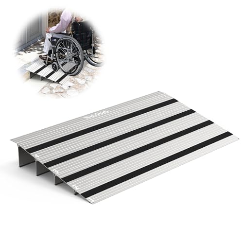 4" Aluminum Threshold Ramp for Wheelchairs, 800lbs Capacity