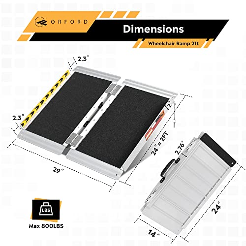 ORFORD Non-Skid 2FT Threshold Ramp for Wheelchairs, Scooters