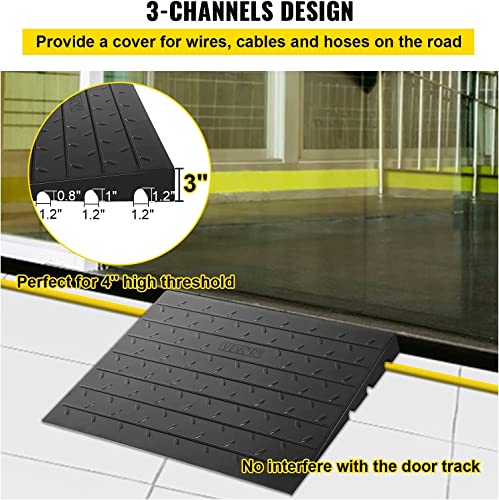 VEVOR 4" Rise Rubber Threshold Ramp, Wheelchair/Scooter, Black