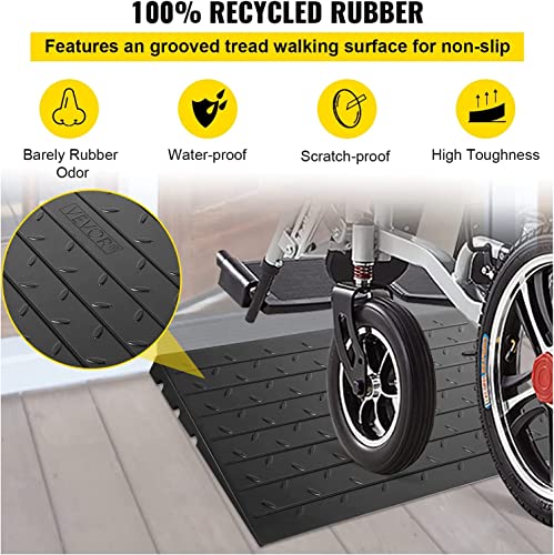 VEVOR 4" Rise Rubber Threshold Ramp, Wheelchair/Scooter, Black