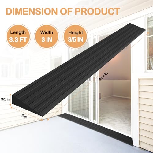 Self-Adhesive Rubber Threshold Ramp for Wheelchair, Stroller, Scooter