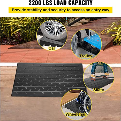 VEVOR 4" Rise Rubber Threshold Ramp, Wheelchair/Scooter, Black