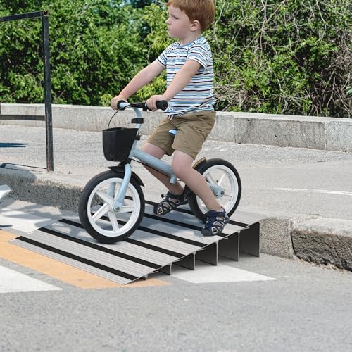 4" Aluminum Threshold Ramp for Wheelchairs, 800lbs Capacity