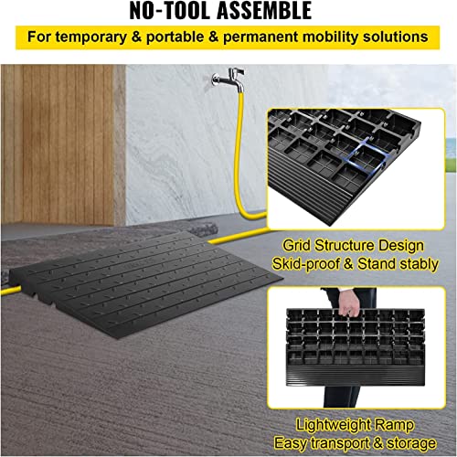 VEVOR 4" Rise Rubber Threshold Ramp, Wheelchair/Scooter, Black