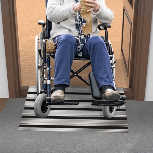 4" Aluminum Threshold Ramp for Wheelchairs, 800lbs Capacity