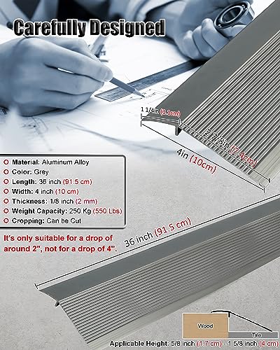 4" Aluminum Threshold Ramp for Doorways, Wheelchairs, Floors