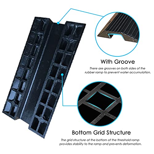 Rubber Threshold Doorway Ramp for Wheelchairs and Walkers