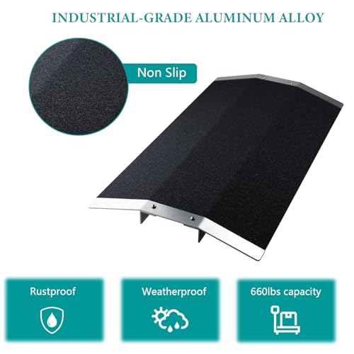 Non-Slip Aluminum Wheelchair Ramp for Doorways, 660 lb Capacity