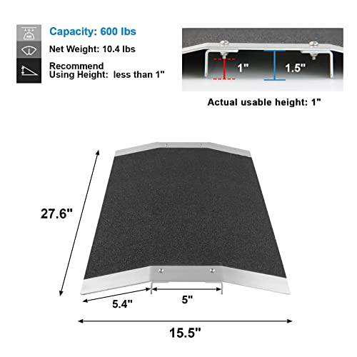15.5" Wheelchair Ramp for Thresholds, 600lbs Capacity