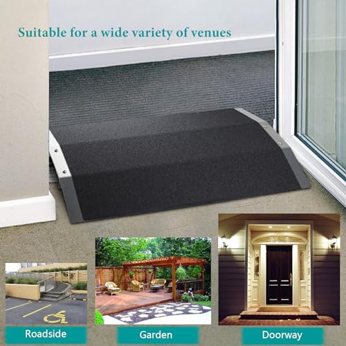 Non-Slip Aluminum Wheelchair Ramp for Doorways, 660 lb Capacity