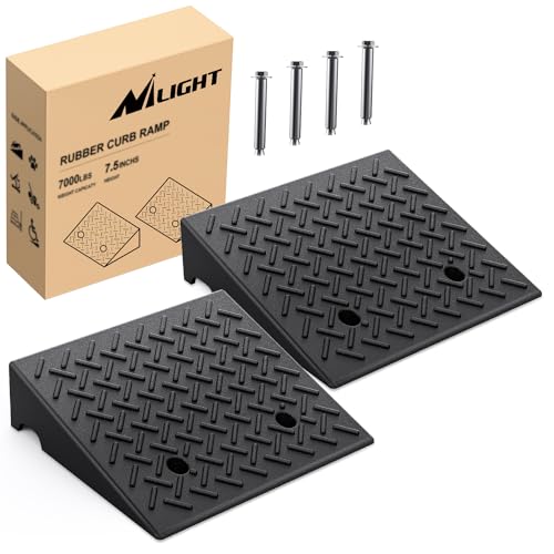 Nilight Rubber Curb Ramps, 7.5" Rise Height, 2 Pack