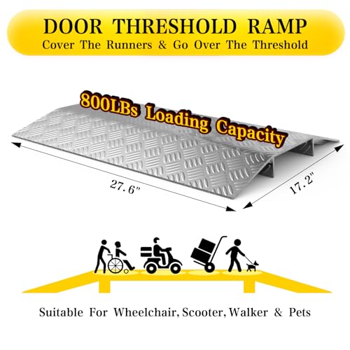Aluminum Door Threshold Ramp for Wheelchairs/Scooters, 800LBs Capacity