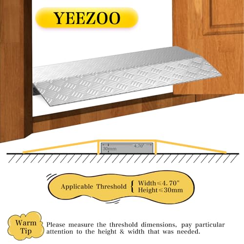 Aluminum Door Threshold Ramp for Wheelchairs/Scooters, 800LBs Capacity