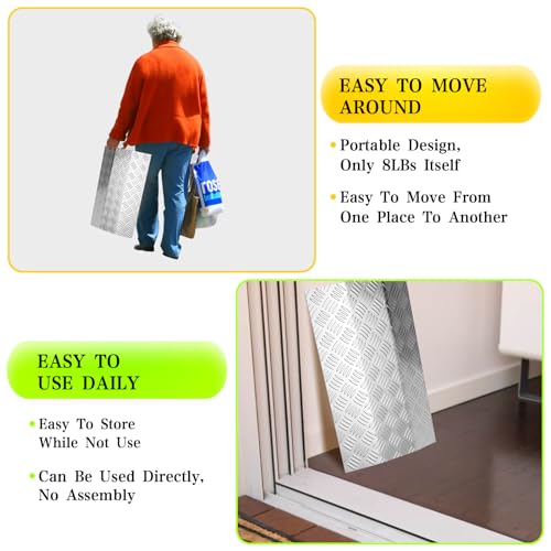 Aluminum Door Threshold Ramp for Wheelchairs/Scooters, 800LBs Capacity