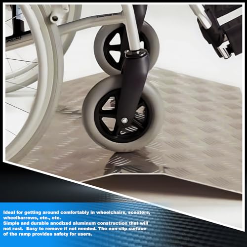 WORHAN Aluminum Threshold Ramp for Wheelchair, Non-Slip Surface