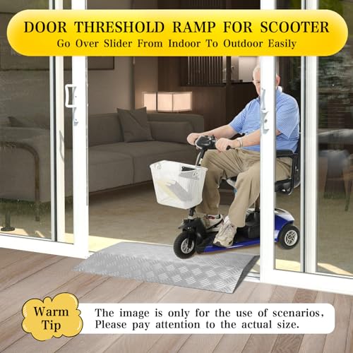 Aluminum Door Threshold Ramp for Wheelchairs/Scooters, 800LBs Capacity