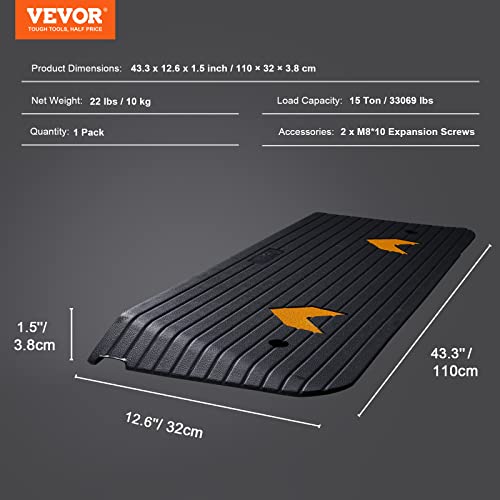 VEVOR 1.5" Rise Rubber Curb Ramp for Wheelchair