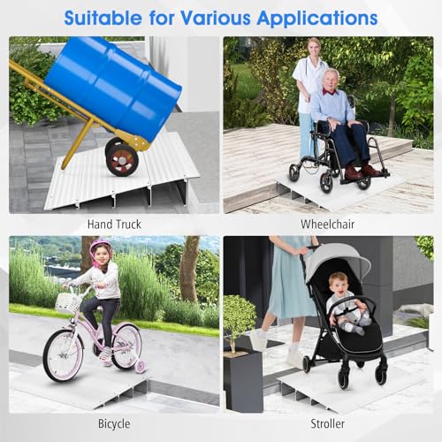 Goplus Adjustable Aluminum Door Threshold Ramp, Non-Slip Surface