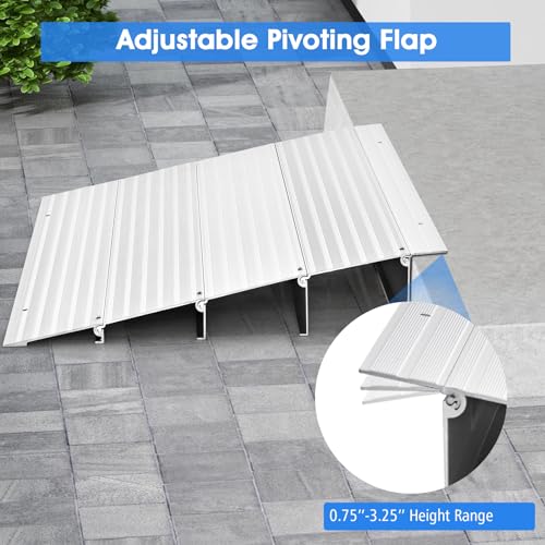 Goplus Adjustable Aluminum Door Threshold Ramp, Non-Slip Surface