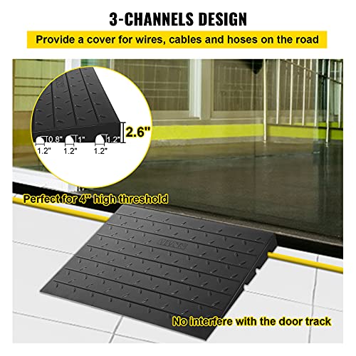 Rubber Threshold Ramp with 2.6" Rise, 3 Channels
