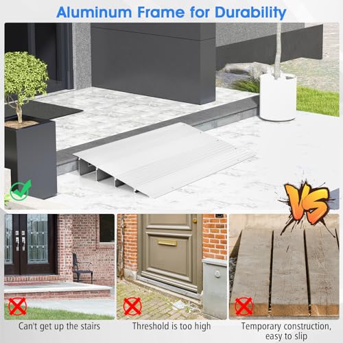 Goplus Adjustable Aluminum Door Threshold Ramp, Non-Slip Surface