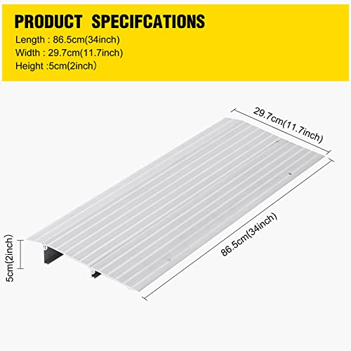 2" Rise Aluminum Door Threshold Ramp - 800 lbs