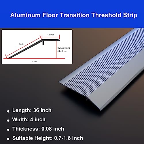 36" Aluminum Threshold Ramp for Doorways, Wheelchairs - Gray