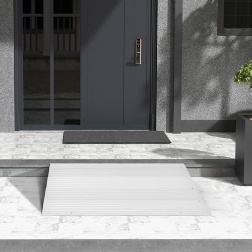 Goplus Adjustable Aluminum Door Threshold Ramp, Non-Slip Surface