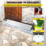 Adjustable aluminum doorway threshold ramp for wheelchairs