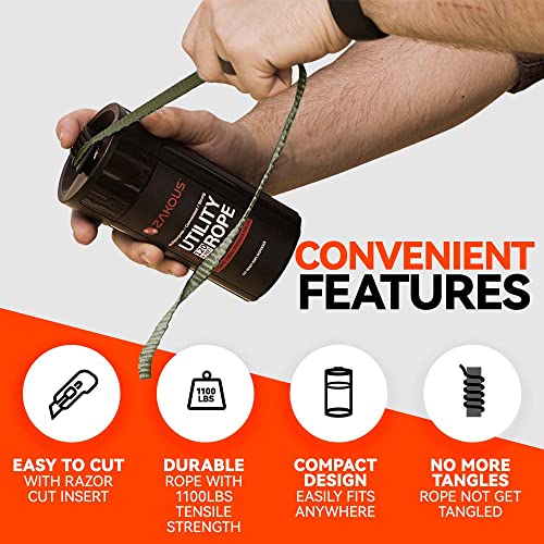Zakous 120ft 1100lb All-Purpose Nylon Rope Canister