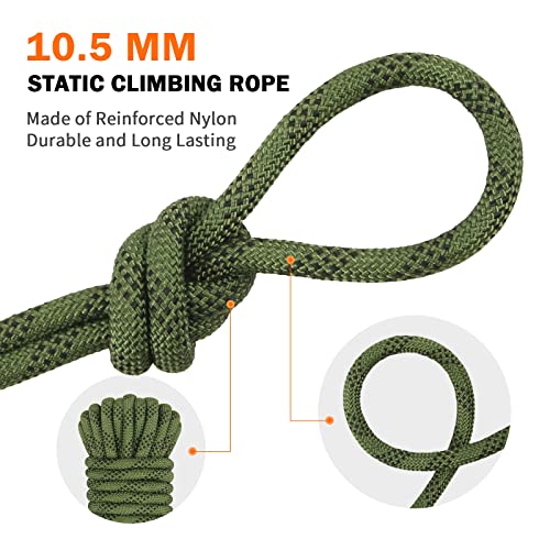 AOLEBA 10.5mm Static Climbing Rope - Multiple Lengths