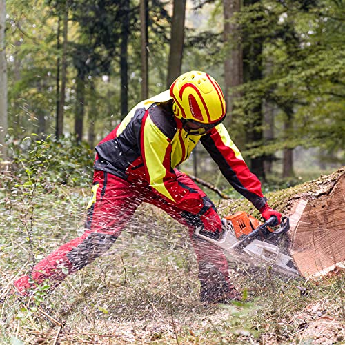 Red & Yellow Protos Integral Arborist Climbing Helmet