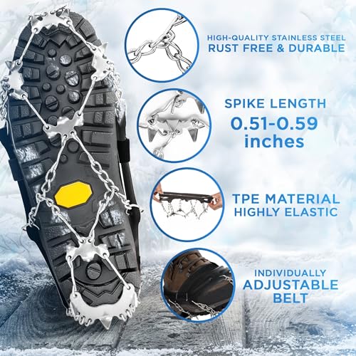 Premium Climbing Crampons with 19 Stainless Steel Spikes