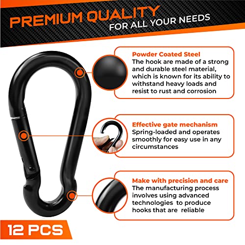 12Pcs Heavy Duty Carabiner Clip for Climbing Gear