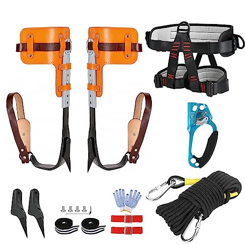 Upgrade Cowhide Tree Climbing Spikes with Belt and Ascender