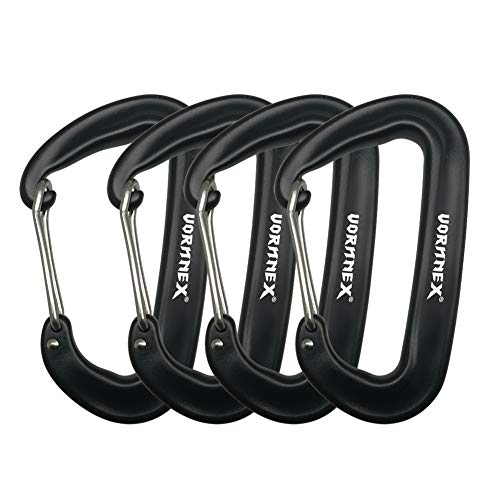 4 Pack 12KN Aluminum Carabiner Clip - Black