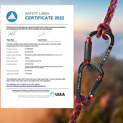 5 Pack Professional Auto Locking Climbing Carabiners, 25KN