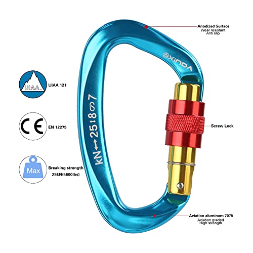 XINDA Professional Screw Lock Carabiner Clips for Climbing